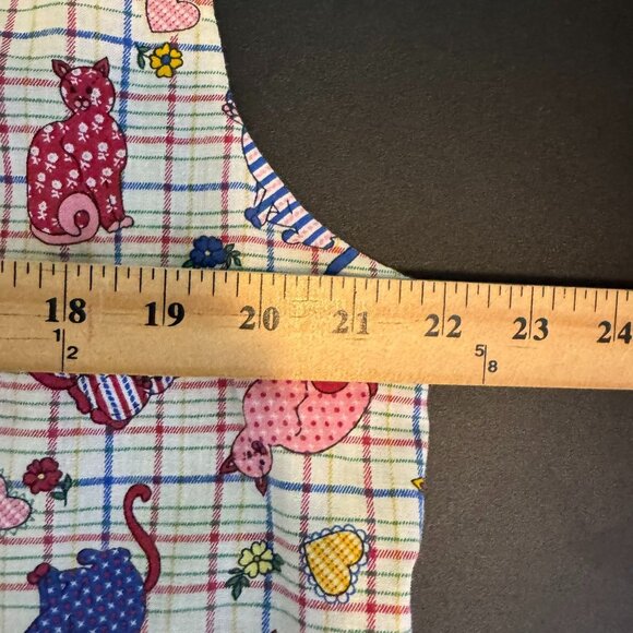 Vintage 90s Handmade Cat Print Open-Front Vest, Contrasting Fabric, Size Large - Picture 3 of 4